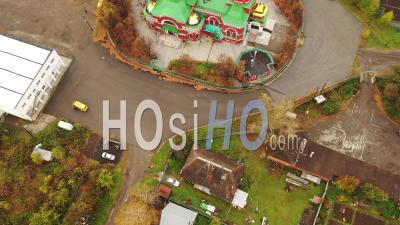 Top View Of The Church In The Name Of The Holy Apostle And Evangelist John The Theologian. The City Of Verkhnyaya Salda. Sverdlovsk Region. Russia - Video Drone Footage