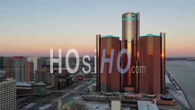 Centre De La Renaissance De Detroit - Vidéo Par Drone