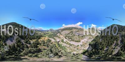 360 Vr, 360 Vr, Rural Landscape In The Dévoluy Mountain Range, Hautes-Alpes, France, Aerial Equirectangular Photo By Drone, Aerial Equirectangular Photo By Drone