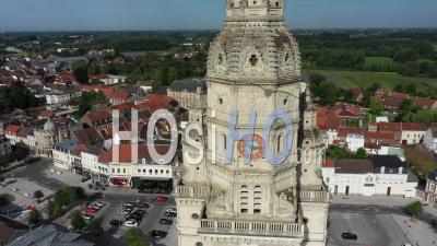 The Abbey Tower Of Saint-Amand-Les-Eaux - Video Drone Footage