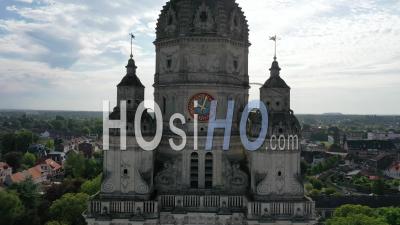 Clock Of Abbey Tower - Saint-Amand-Les-Eaux - Video Drone Footage