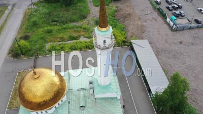Mosque In The City Of Serov. View From Above. Russia - Video Drone Footage