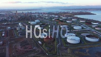 Aerial View Of Grangemouth Petrochemicals Plant In Scotland - Video Drone Footage