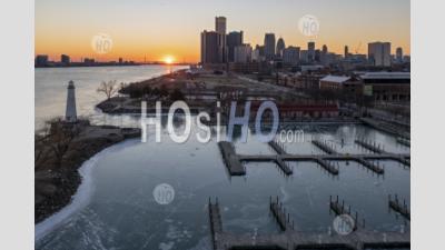 Detroit And The Detroit River - Aerial Photography