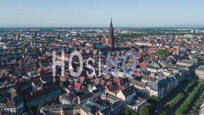 Establishing Aerial View Shot Of Strasbourg Fr, Capital Of European Union, Bas-Rhin, France - Video Drone Footage