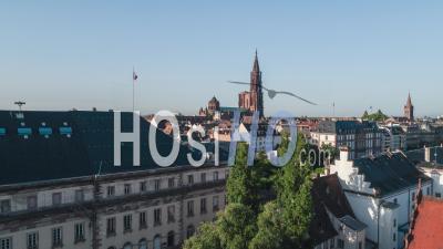 Establishing Aerial View Shot Of Strasbourg Fr, Capital Of European Union, Bas-Rhin, France - Video Drone Footage