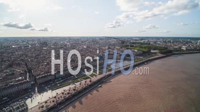 Day, Nice Light Clouds, Establishing Aerial View Shot Of Bordeaux Fr, World Capital Of Wine, Nouvelle-Aquitaine, France - Video Drone Footage