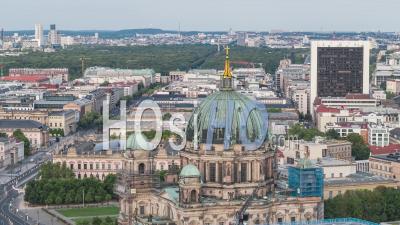 Establishing Aerial View Shot Of Berlin, Germany, Capital City, Bright Day - Video Drone Footage