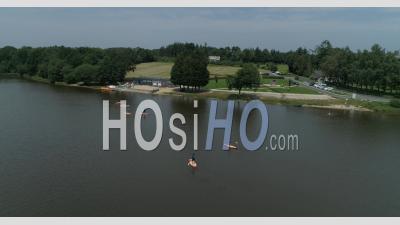 Hardouinais Lake In Saint Launeuc, Brittany, France In Summer - Video Drone Footage