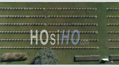 Military Cemetery Of Vauxbuin In Aisne, France - Video Drone Footage