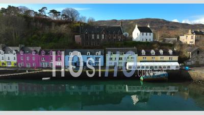 Aerial View Of Portree On Isle Of Skye, Scotland - Video Drone Footage