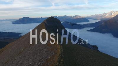Mont Joly Above The Sea Of ​​clouds - Video Drone Footage