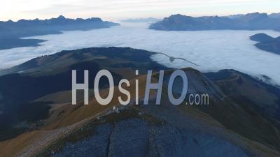 Mont Joly Above The Sea Of ​​clouds - Video Drone Footage