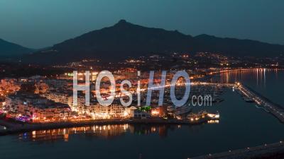 Puerto Banus, Marbella, Spain, At Dusk - Video Drone Footage