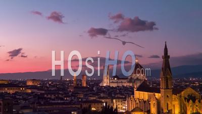 Firenze, Florence, Italy, At Dusk - Video Drone Footage