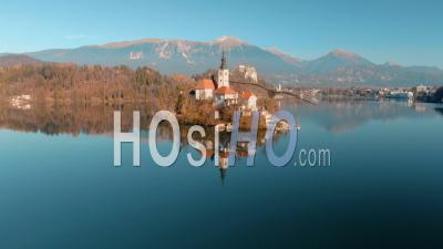 Lac De Bled, Bled, Slovénie, Jour - Vidéo Par Drone