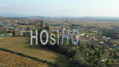 Châteauneuf-Du-Pape Village And Vineyards In Vaucluse - Video Drone Footage