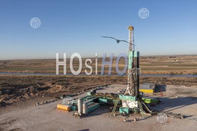 Oil Drilling Rig On The Pecos River - Aerial Photography