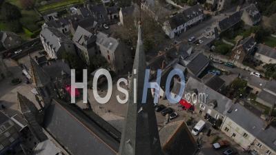 Guerande's Cathedral Church, France - Drone Point Of View