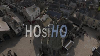 Guerande's Cathedral Church In Springtime, France - Drone Point Of View