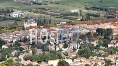 Village Of Charleval And His Castle, Bouches Du Rhone, France - Video Drone Footage