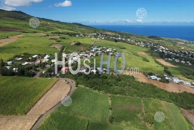 Reunion Island, Saint Paul, Saint Leu, The Hauts De Saint Leu And The Sugar Cane Fields, France - Aerial Photography