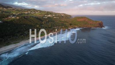 Reunion Island, The Coast At Petite-Ile And The Beach Of Grand-Anse At The Foot Of The Grande-Anse Peak - Video Drone Footage