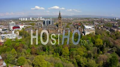 Aerial Footage Of Glasgow University In Glasgow, Scotland, Uk - Video Drone Footage