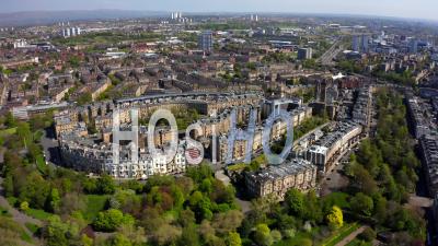 Aerial Footage Of Historic Townhouses In Park Terrace And Park Circus In Glasgow, Scotland - Video Drone Footage