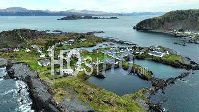 Aerial Footage Of Easdale Island One Of The Slate Islands In Argyll And Bute, Scotland, Uk - Video Drone Footage