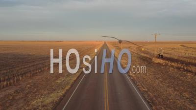 Highway In Oklahoma Panhandle - Video Drone Footage