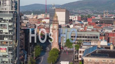 Establishing Aerial View Shot Of Belfast Uk, Northern Ireland, United Kingdom - Video Drone Footage