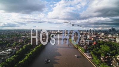 Establishing Aerial Timelapse Hyperlapse View Shot Of London Uk, United Kingdom - Video Drone Footage