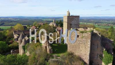 Martailly-Les-Brancion, Brancion, Fortified Castle, France - Drone Point Of View