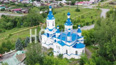 Temple In The Name Of The Holy Great Martyr Catherine. City Of Alapaevsk. Russia - Video Drone Footage