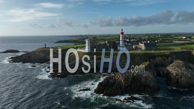 The Pointe Saint Mathieu And The Pointe Of Penzer In Le Conquet, Brittany, France - Video Drone Footage