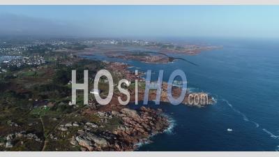 The Lighthouse Of Mean Ruz Ploumanac H In Perros Guirec Seen By Drone