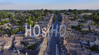Uk Housing Market, Aerial Drone View Of Houses In Village Of Burford In Cotswolds, England, A Popular English Picturesque Tourist Destination In Gloucestershire