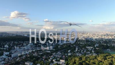 Hyperlapse Of Paris And Suburbs At Dusk, Aerial Images From Helicopter
