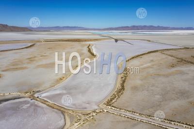 Salt Harvesting From Great Salt Lake - Aerial Photography