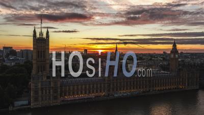 Westminster, Parlement Britannique, Vue Aérienne Prise De Vue De Londres Royaume-Uni, Royaume-Uni Superbe Coucher De Soleil - Vidéo Par Drone