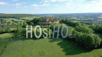 Chateau De Thil, Vic Sous Thil, Burgundy, Morvan, Cote D'or, France - Drone Point Of View