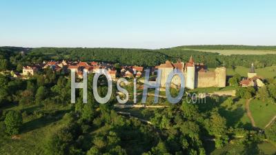 Chateauneuf Or Chateauneuf En Auxois, Labelled The Most Beautiful Villages Of France, Burgundy, Cote D'or, France - Drone Point Of View