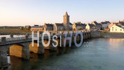 Portbail At Sunset, Cotentin, Manche, France - Drone Point Of View - Drone Point Of View