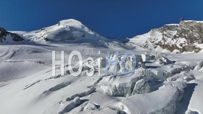 Crevasses At Saas Fee Glacier - Video Drone Footage