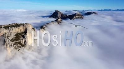 Sea Of Clouds On Chartreuse Alps - Video Drone Footage
