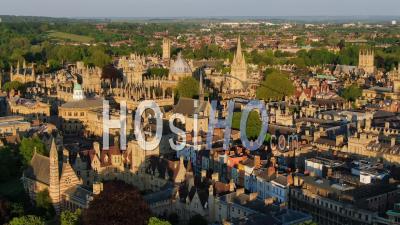 Aerial View Of Oxford University, Filmed By Drone, Oxford, Oxfordshire, England