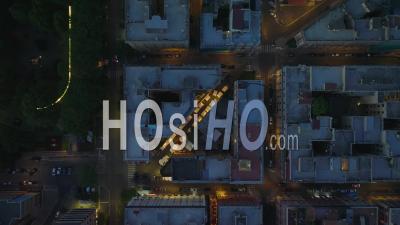 Birds Eye Shot Of Blocks Of Residential Buildings In Urban Borough. Night Fly Above City. Rome, Italy - Video Drone Footage