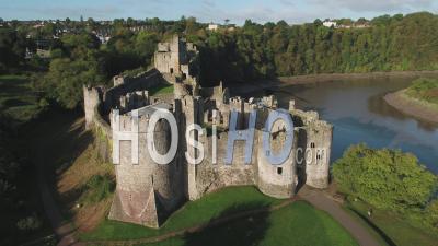  Royaume-Uni, Pays De Galles, Gwent, Château De Chepstow, Rivière Wye - Vidéo Par Drone