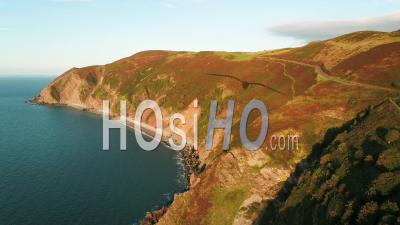 United Kingdom, Devon, Exmoor National Park, Countisbury Hill And Foreland Point - Video Drone Footage